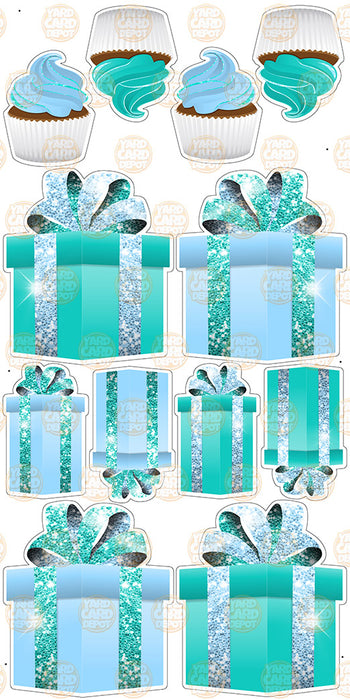 Symmetrical Gift Boxes- Pastel Blue / Teal