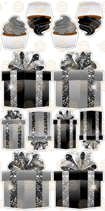 Symmetrical Gift Boxes- Silver / Black