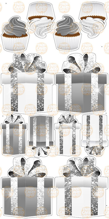 Symmetrical Gift Boxes- Silver / White