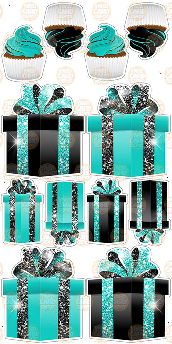 Symmetrical Gift Boxes- Teal / Black