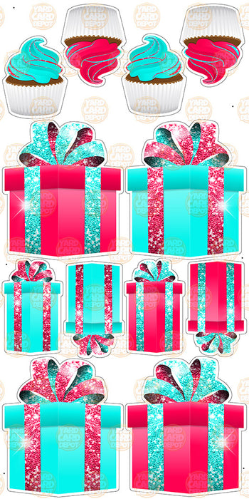 Symmetrical Gift Boxes- TikTok Aqua / Pink