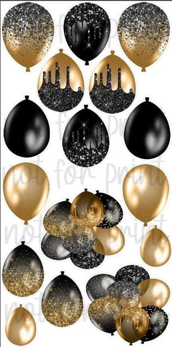 Gold / Black Drip Balloons
