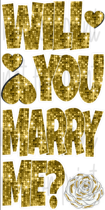 Will You Marry Me “EZ Set”- Gold Sequin