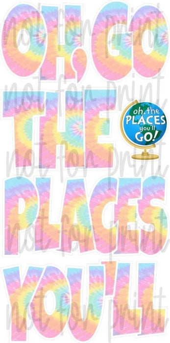 Pastel Tie Dye “Oh, The Places You’ll Go” - EZ Set 23in Lucky Guy