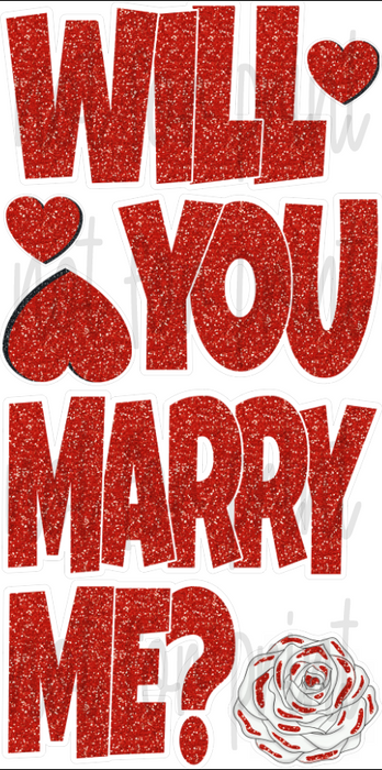 Will You Marry Me “EZ Set”- Red Glitter