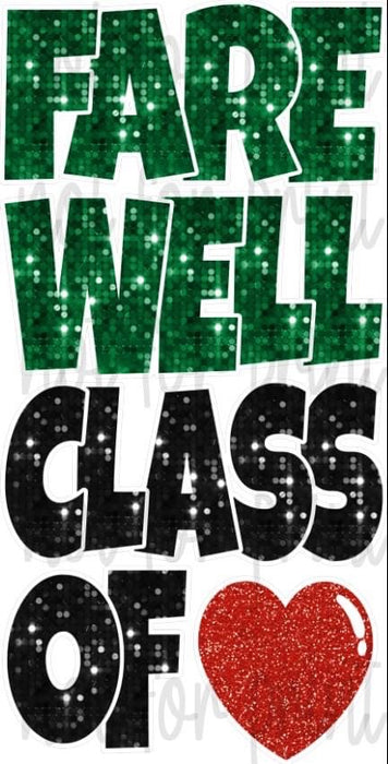 Sequin Green Farewell Class of “EZ Set” 23in Lucky Guy
