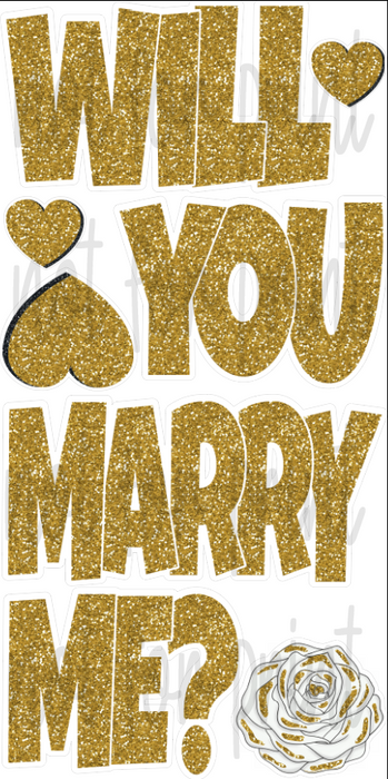 Will You Marry Me “EZ Set”- Gold Glitter