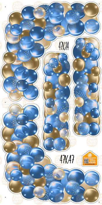 Balloon Columns and Arches- Gold / Light Blue