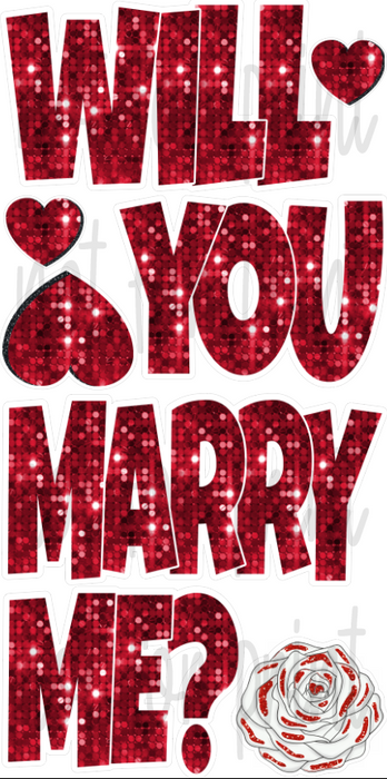 Will You Marry Me “EZ Set”- Red Sequin