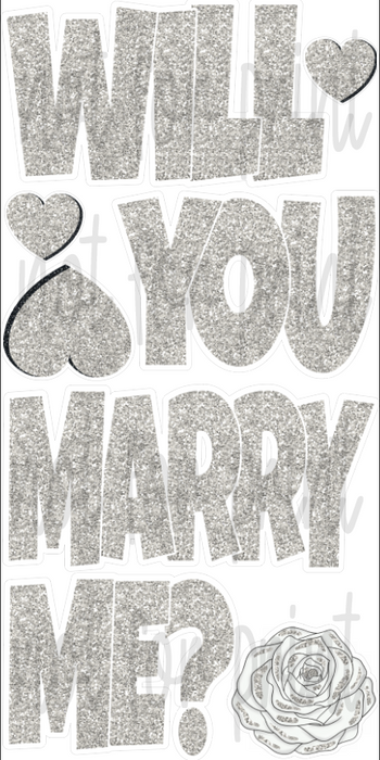 Will You Marry Me “EZ Set”- Silver Glitter