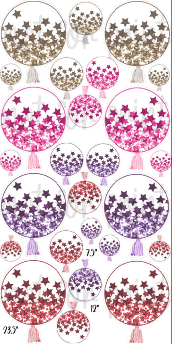 Confetti Star Balloons- Tan, Pink, Purple, Red