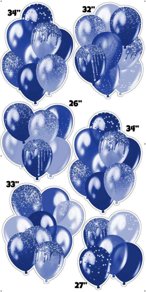 Navy Blue Glitter Balloon Towers, Bouquets and Singles Yard Card Set