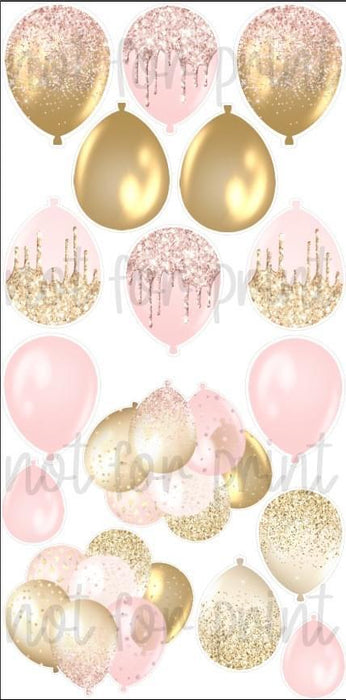 Pink / Gold Glitter Drip Balloons