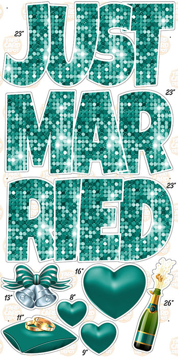 Dark Teal "Just Married"- EZ Set 23in Lucky Guy (Choose a fill)