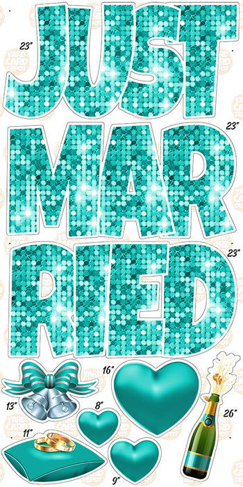 Teal "Just Married"- EZ Set 23in Lucky Guy (Choose a fill)