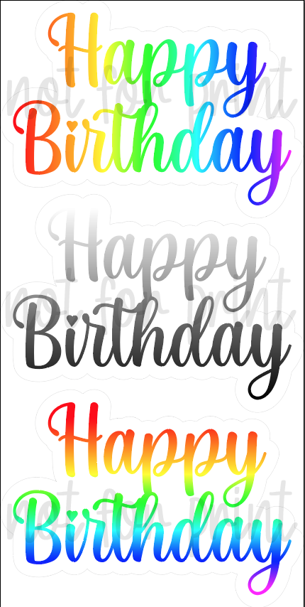 Rainbow / Grey Fade HBD Burst Cursive — Yard Card Depot LLC