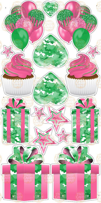 Symmetrical Flair Sheet Camo AKA Salmon Pink / AKA Apple Green