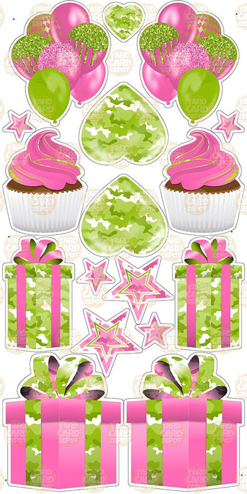 Symmetrical Flair Sheet Camo Hot Pink / Lime Green